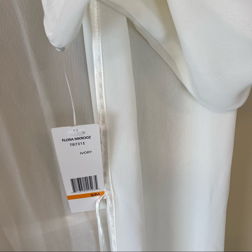 FLORA NIKROOZ Classic Bridal Off White Long Sheer Robe Size S/M NWT - Picture 4 of 6